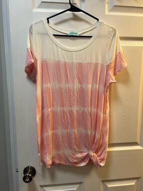 Beachy Tie-Dye Short Sleeve Top - Pink & White